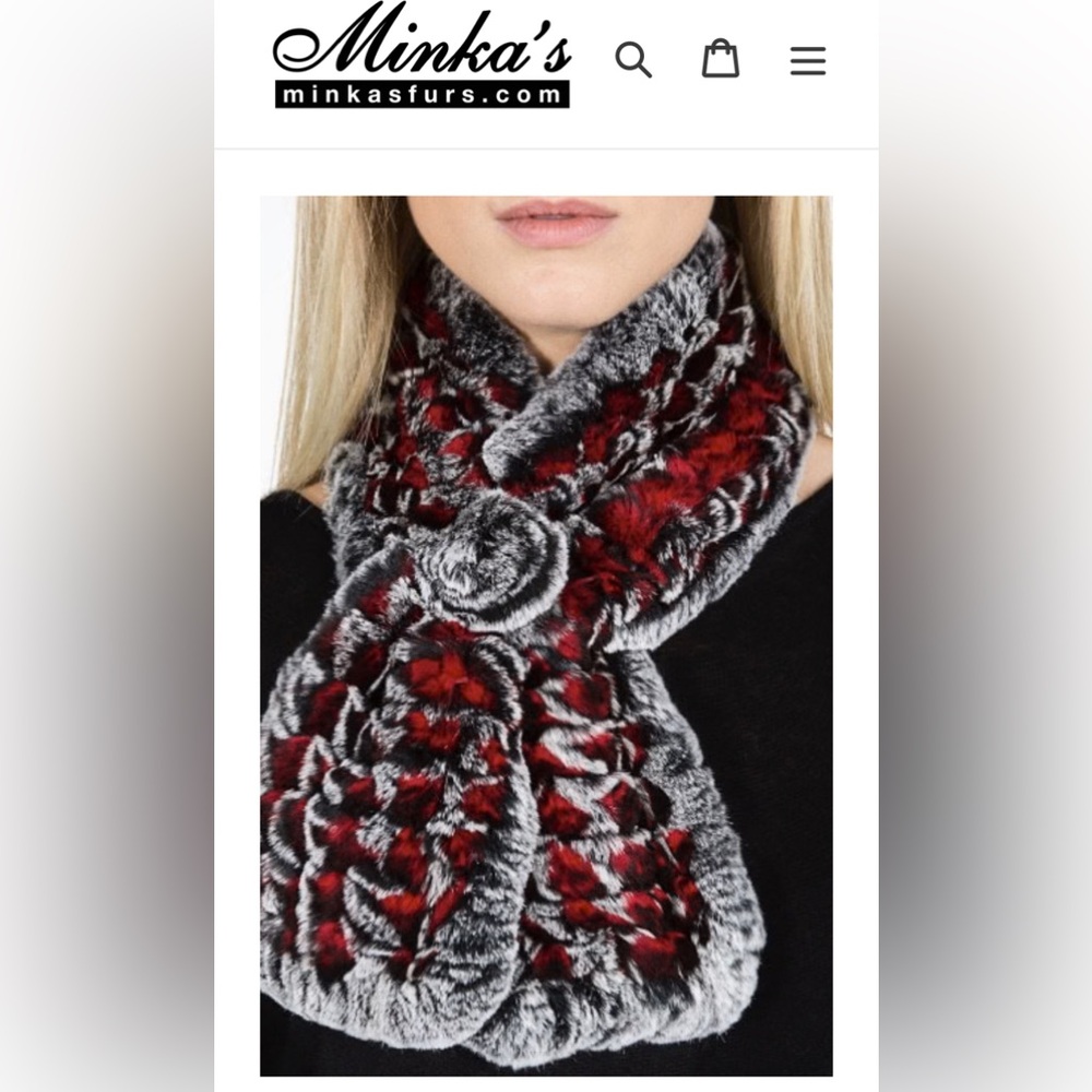 Genuine Chinchilla Rex and Silver Fox Fur Scarf
